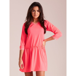 Fluo pink women´s dress with lace