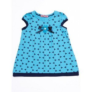 Girls´ blue dress with a pattern and a bow