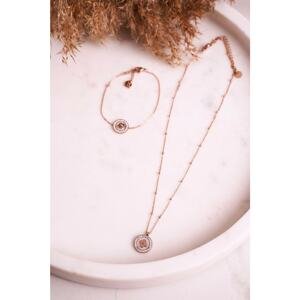 Necklace with Clover and Cubic Zirconia Rose Gold Luck
