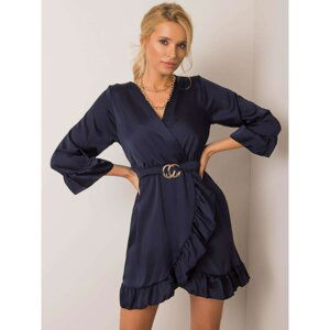 Navy blue dress with a frill