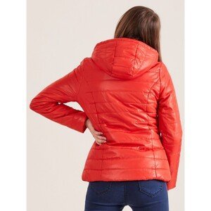 Orange quilted jacket with hood
