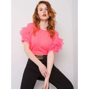 Fluo pink t-shirt with ruffles
