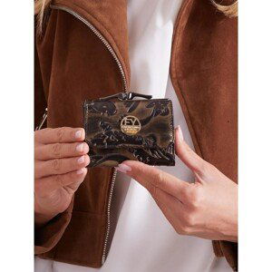 Small black and brown leather wallet for women