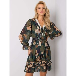 Green dress with floral prints