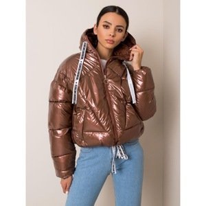 Brown quilted jacket with a hood