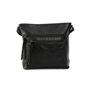 Black purse on a long strap