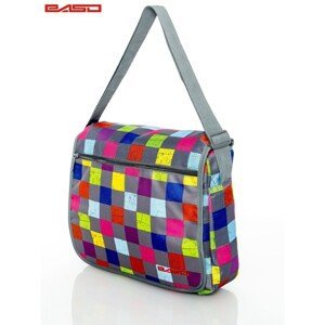 Gray shoulder bag with a checkered pattern