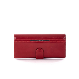 Dark red wallet with a flap
