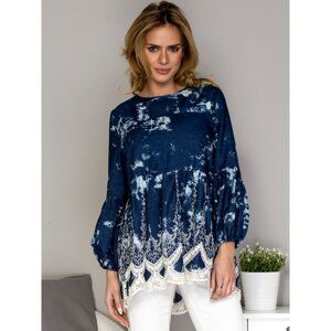 Women´s tunic with a decorative lace navy blue