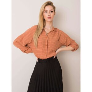 RUE PARIS Light brown shirt with rolled-up sleeves