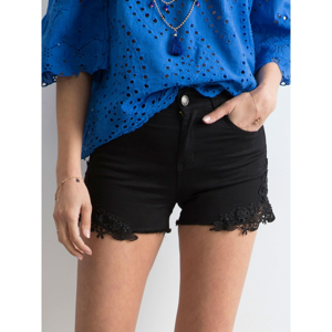 Black denim shorts with lace