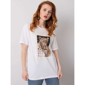 White T-shirt with animal print