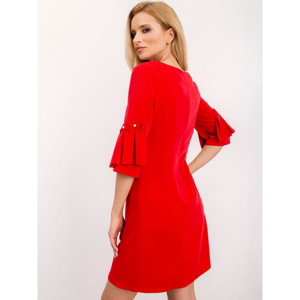 Red dress with decorative sleeves