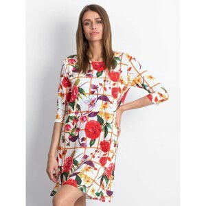 White dress with a floral motif