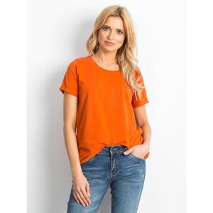 Basic dark orange cotton t-shirt for women