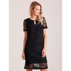 Lace dress with a cut teardrop black