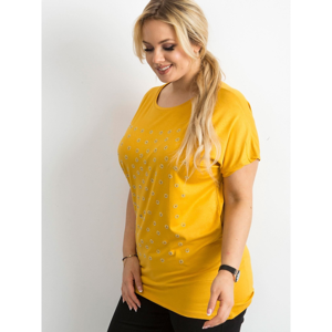 Yellow PLUS SIZE T-shirt with applications