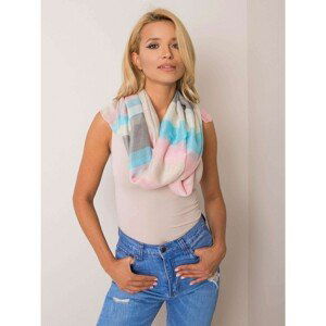 Pink and blue striped scarf with polka dots and stripes