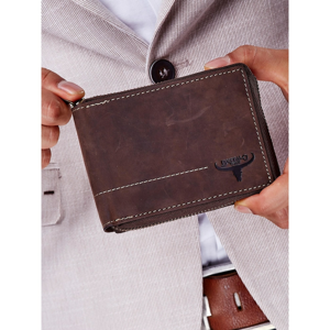 Brown men´s wallet with stitching and embossing