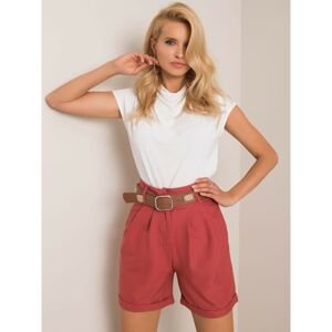 RUE PARIS Pink and brown shorts with a belt