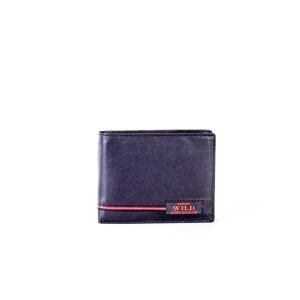 Black leather wallet with red inserts