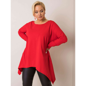 RUE PARIS Red asymmetrical plus size blouse