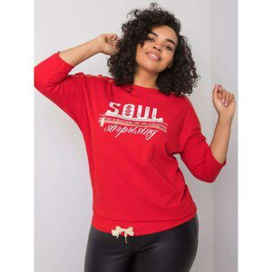 Red cotton blouse with inscription