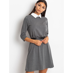 A cotton dark gray dress with a contrasting collar