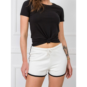 Ecru-black cotton shorts