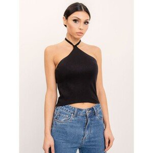 Black BSL tied neck top