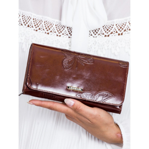 Leather women´s wallet with brown butterflies