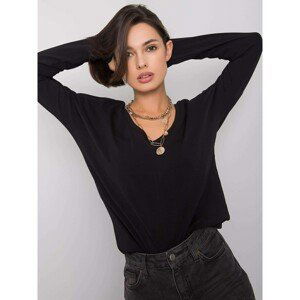 Black blouse with neckline on the back