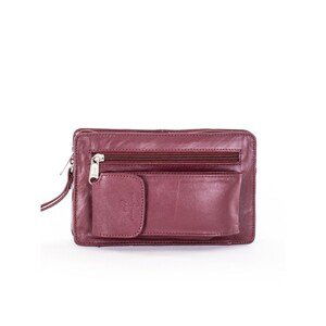 Men´s burgundy leather sachet with a handle