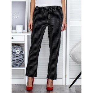 Black women´s striped trousers with a binding