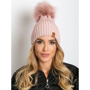 Dusty pink cap with a pompom
