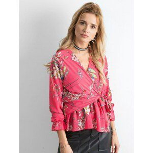 Pink floral blouse with tie