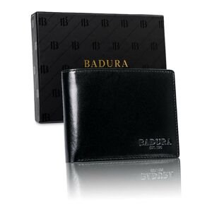 BADURA Men´s black leather wallet