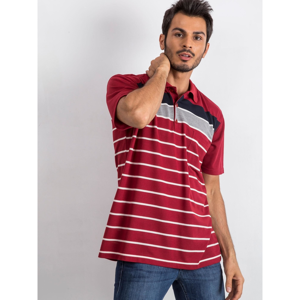 Men´s striped polo shirt in burgundy and navy blue
