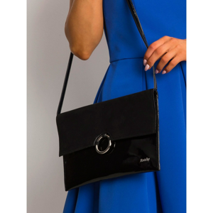 Black clutch bag with a decorative clasp