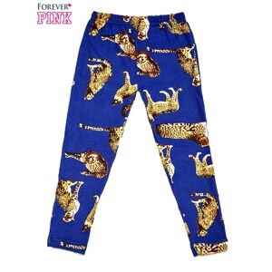 Girls´ blue leggings with a cheetah print