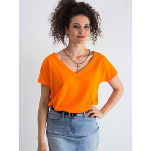 Orange fluo orange V-neck cotton t-shirt