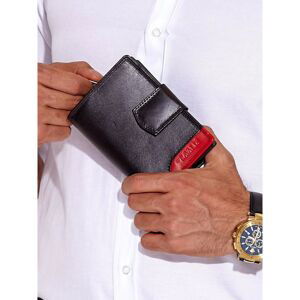 Black wallet with a red cube