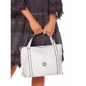 Light gray handbag with a detachable strap and texture