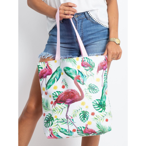 White and pink bag with a print