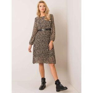 Beige and black dress with an animal pattern