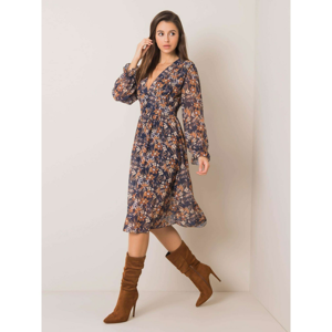 Navy blue and brown floral dress