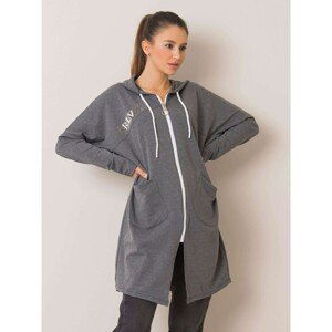 Dark gray melange long hoodie