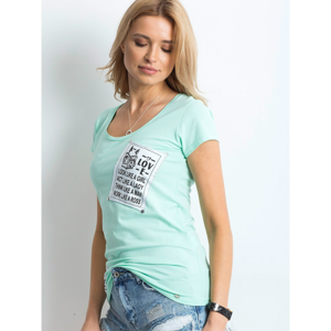 Mint t-shirt with text patches