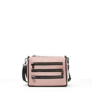 Small fashion handbag Big Star with decorative zippers - pink