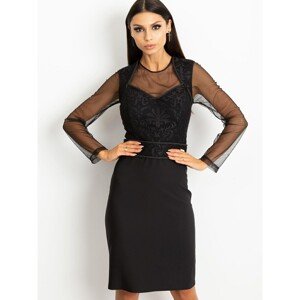 Black dress with an ornamental pattern